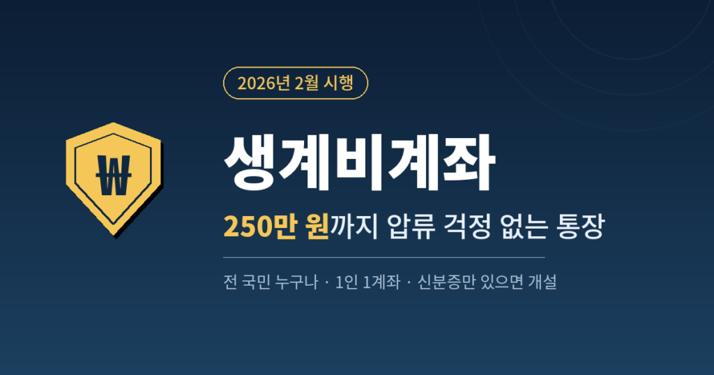 생계비계좌 안내 - 2026년 2월 시행, 250만 원까지 압류를 막아주는 전 국민 압류방지통장
