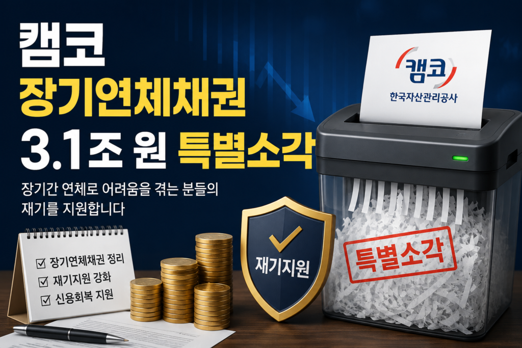 캠코 장기연체채권 3.1조 원 특별소각 안내 이미지