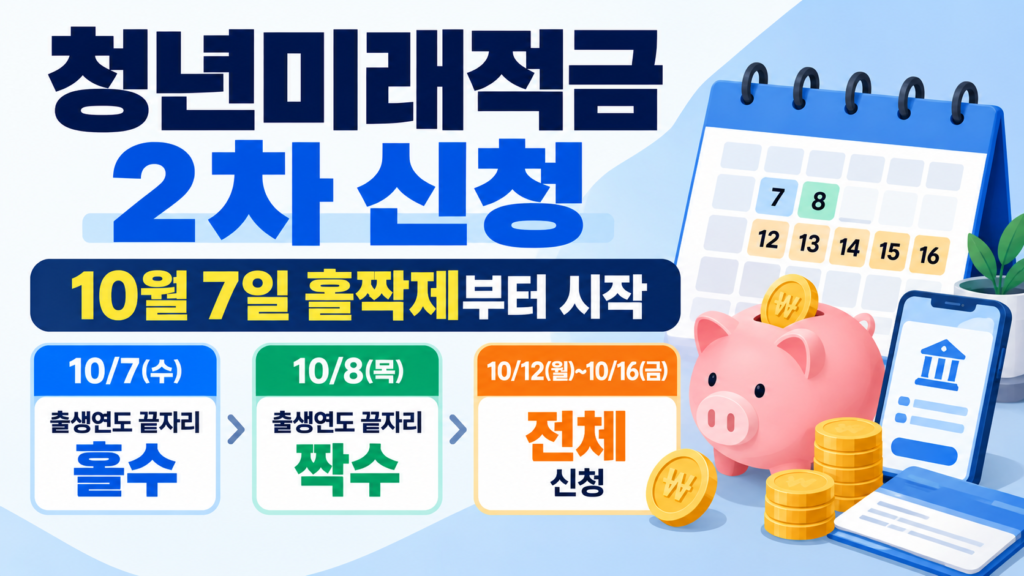 `2026 청년미래적금 2차 신청 10월 7일 홀짝제 일정 안내
